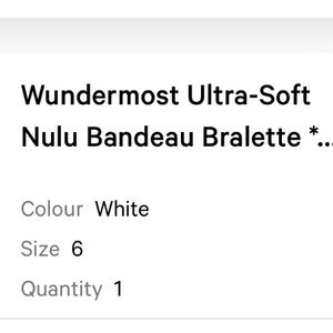 BNWT Wundermost ultra soft bralette size 6 white